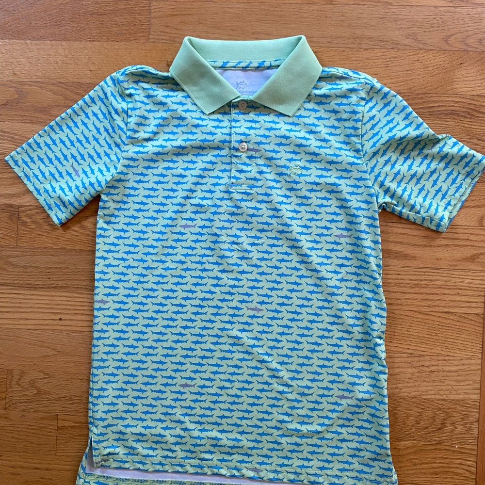 Southern Tide dry fit polo boys size 8-10 M sharks